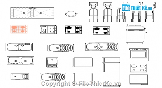 nhà bếp,cad thiết bị nhà bếp,file cad bếp
